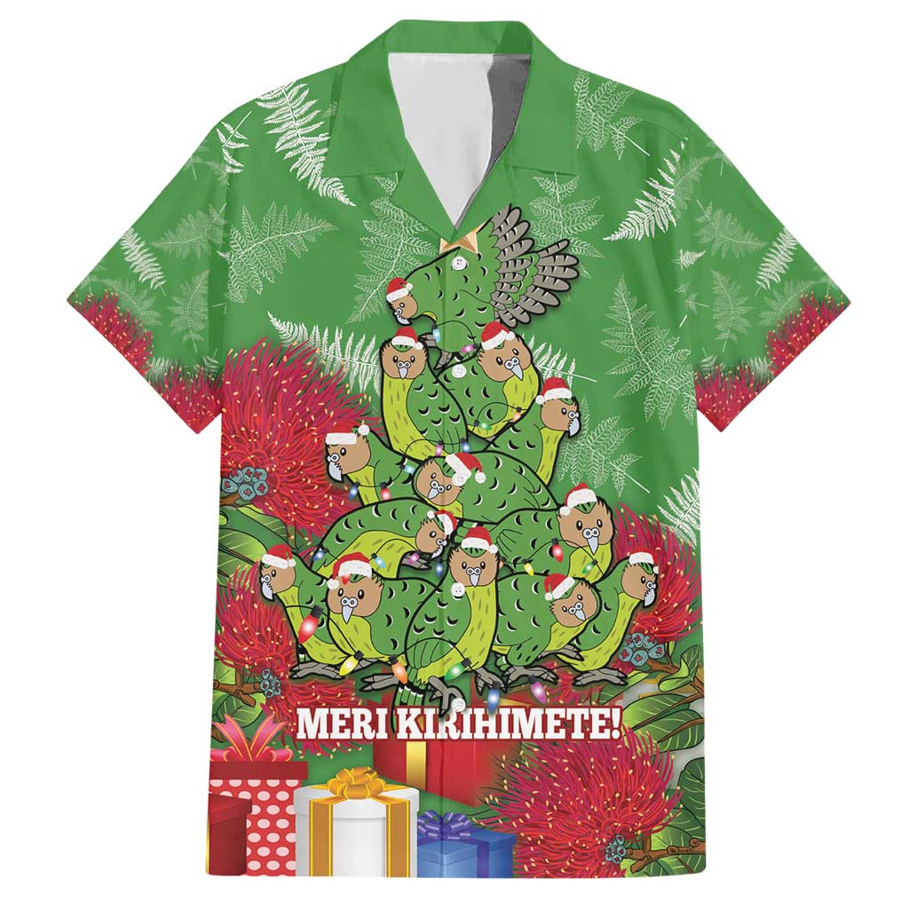 Kakapo New Zealand Christmas Hawaiian Shirt Meri Kirihimete Pohutukawa - Green Color LT14 Green - Polynesian Pride