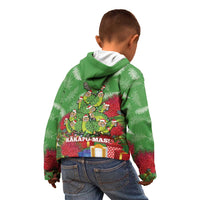 Kakapo New Zealand Christmas Kid Hoodie Meri Kirihimete Pohutukawa - Green Color