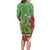 Kakapo New Zealand Christmas Long Sleeve Bodycon Dress Meri Kirihimete Pohutukawa - Green Color