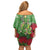 Kakapo New Zealand Christmas Off Shoulder Short Dress Meri Kirihimete Pohutukawa - Green Color