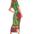 Kakapo New Zealand Christmas Short Sleeve Bodycon Dress Meri Kirihimete Pohutukawa - Green Color