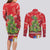 Kakapo New Zealand Christmas Couples Matching Long Sleeve Bodycon Dress and Long Sleeve Button Shirt Meri Kirihimete Pohutukawa - Red Color