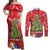 Kakapo New Zealand Christmas Couples Matching Off Shoulder Maxi Dress and Long Sleeve Button Shirt Meri Kirihimete Pohutukawa - Red Color