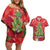 Kakapo New Zealand Christmas Couples Matching Off Shoulder Short Dress and Hawaiian Shirt Meri Kirihimete Pohutukawa - Red Color