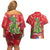 Kakapo New Zealand Christmas Couples Matching Off Shoulder Short Dress and Hawaiian Shirt Meri Kirihimete Pohutukawa - Red Color