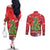 Kakapo New Zealand Christmas Couples Matching Off The Shoulder Long Sleeve Dress and Long Sleeve Button Shirt Meri Kirihimete Pohutukawa - Red Color