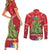 Kakapo New Zealand Christmas Couples Matching Short Sleeve Bodycon Dress and Long Sleeve Button Shirt Meri Kirihimete Pohutukawa - Red Color