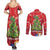 Kakapo New Zealand Christmas Couples Matching Summer Maxi Dress and Long Sleeve Button Shirt Meri Kirihimete Pohutukawa - Red Color