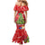 Kakapo New Zealand Christmas Family Matching Mermaid Dress and Hawaiian Shirt Meri Kirihimete Pohutukawa - Red Color