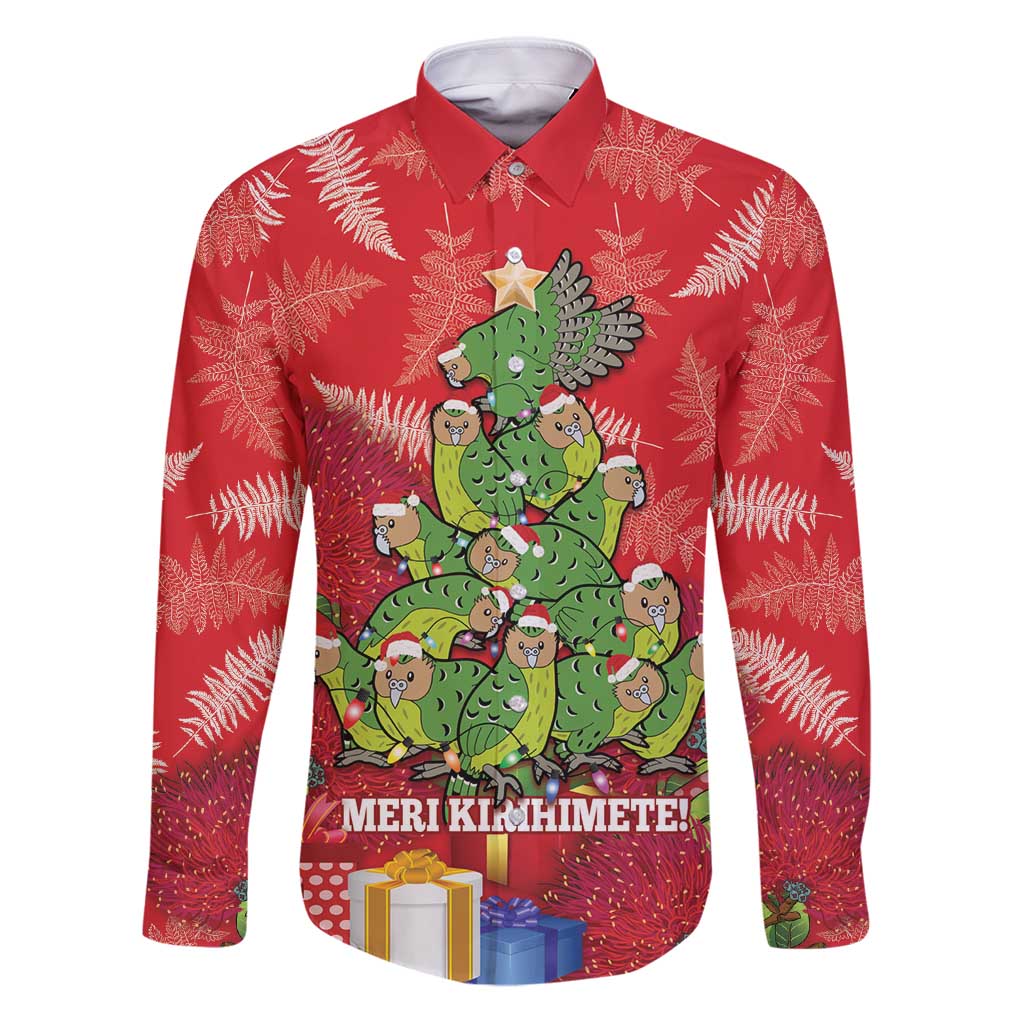Kakapo New Zealand Christmas Family Matching Puletasi and Hawaiian Shirt Meri Kirihimete Pohutukawa - Red Color