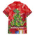 Kakapo New Zealand Christmas Family Matching Short Sleeve Bodycon Dress and Hawaiian Shirt Meri Kirihimete Pohutukawa - Red Color