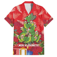 Kakapo New Zealand Christmas Family Matching Summer Maxi Dress and Hawaiian Shirt Meri Kirihimete Pohutukawa - Red Color