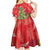 Kakapo New Zealand Christmas Kid Short Sleeve Dress Meri Kirihimete Pohutukawa - Red Color