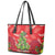 Kakapo New Zealand Christmas Leather Tote Bag Meri Kirihimete Pohutukawa - Red Color