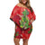 Kakapo New Zealand Christmas Off Shoulder Short Dress Meri Kirihimete Pohutukawa - Red Color