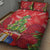 Kakapo New Zealand Christmas Quilt Bed Set Meri Kirihimete Pohutukawa - Red Color