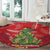 Kakapo New Zealand Christmas Round Carpet Meri Kirihimete Pohutukawa - Red Color