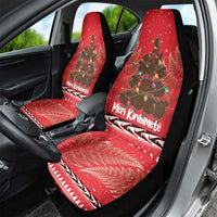 Kiwi New Zealand Christmas Car Seat Cover Meri Kirihimete Silver Fern - Red Color