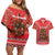 Kiwi New Zealand Christmas Couples Matching Off Shoulder Short Dress and Hawaiian Shirt Meri Kirihimete Silver Fern - Red Color