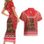 Kiwi New Zealand Christmas Couples Matching Short Sleeve Bodycon Dress and Hawaiian Shirt Meri Kirihimete Silver Fern - Red Color