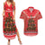 Kiwi New Zealand Christmas Couples Matching Summer Maxi Dress and Hawaiian Shirt Meri Kirihimete Silver Fern - Red Color