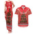 Kiwi New Zealand Christmas Couples Matching Tank Maxi Dress and Hawaiian Shirt Meri Kirihimete Silver Fern - Red Color