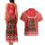 Kiwi New Zealand Christmas Couples Matching Tank Maxi Dress and Hawaiian Shirt Meri Kirihimete Silver Fern - Red Color