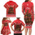 Kiwi New Zealand Christmas Family Matching Long Sleeve Bodycon Dress and Hawaiian Shirt Meri Kirihimete Silver Fern - Red Color