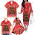 Kiwi New Zealand Christmas Family Matching Off The Shoulder Long Sleeve Dress and Hawaiian Shirt Meri Kirihimete Silver Fern - Red Color