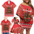 Kiwi New Zealand Christmas Family Matching Off Shoulder Short Dress and Hawaiian Shirt Meri Kirihimete Silver Fern - Red Color