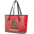 Kiwi New Zealand Christmas Leather Tote Bag Meri Kirihimete Silver Fern - Red Color