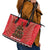 Kiwi New Zealand Christmas Leather Tote Bag Meri Kirihimete Silver Fern - Red Color