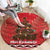 Kiwi New Zealand Christmas Round Carpet Meri Kirihimete Silver Fern - Red Color