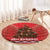 Kiwi New Zealand Christmas Round Carpet Meri Kirihimete Silver Fern - Red Color