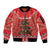 Kiwi New Zealand Christmas Sleeve Zip Bomber Jacket Meri Kirihimete Silver Fern - Red Color