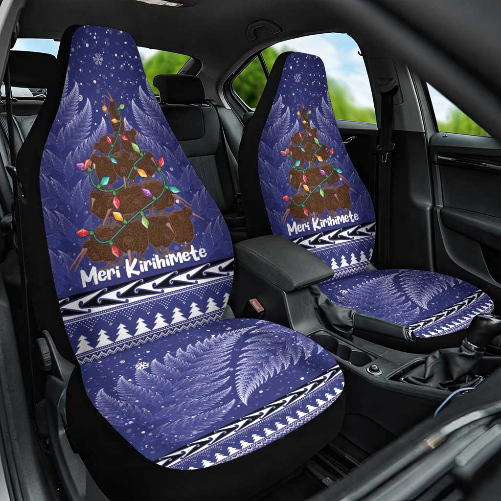 Kiwi New Zealand Christmas Car Seat Cover Meri Kirihimete Silver Fern - Blue Color