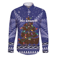 Kiwi New Zealand Christmas Family Matching Summer Maxi Dress and Hawaiian Shirt Meri Kirihimete Silver Fern - Blue Color