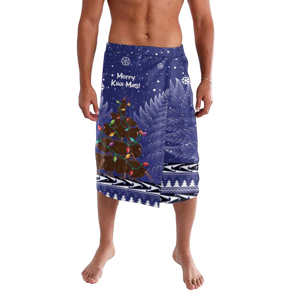 Kiwi New Zealand Christmas Lavalava Meri Kirihimete Silver Fern - Blue Color LT14 Blue - Polynesian Pride