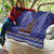 Kiwi New Zealand Christmas Quilt Meri Kirihimete Silver Fern - Blue Color