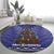 Kiwi New Zealand Christmas Round Carpet Meri Kirihimete Silver Fern - Blue Color