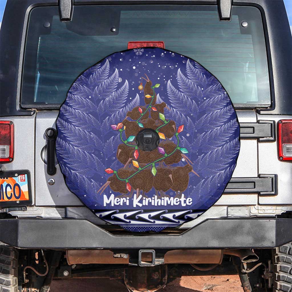 Kiwi New Zealand Christmas Spare Tire Cover Meri Kirihimete Silver Fern - Blue Color