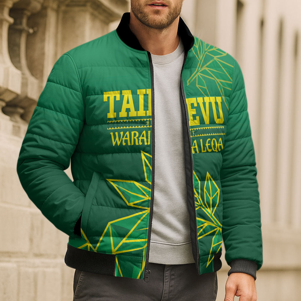 Fiji Tailevu Rugby Custom Bomber Puffer Jacket Warai Na Leqa LT14 - Polynesian Pride