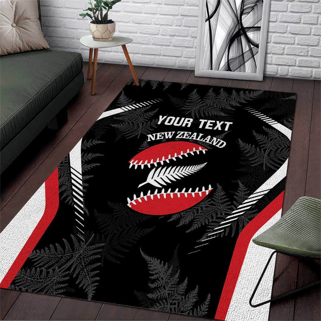 Custom New Zealand Silver Fern Softball Area Rug Go Aotearoa