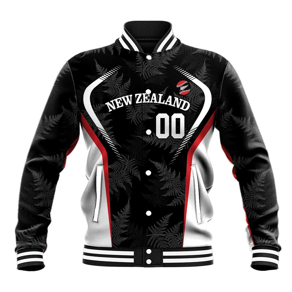 Custom New Zealand Silver Fern Softball Baseball Jacket Go Aotearoa LT14 Unisex Black - Polynesian Pride