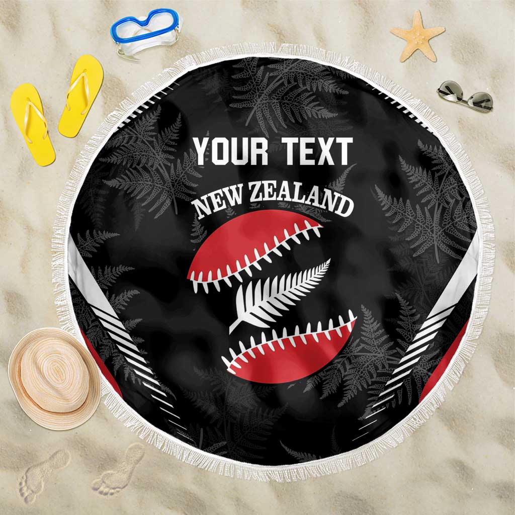 Custom New Zealand Silver Fern Softball Beach Blanket Go Aotearoa LT14 One Size 150cm Black - Polynesian Pride