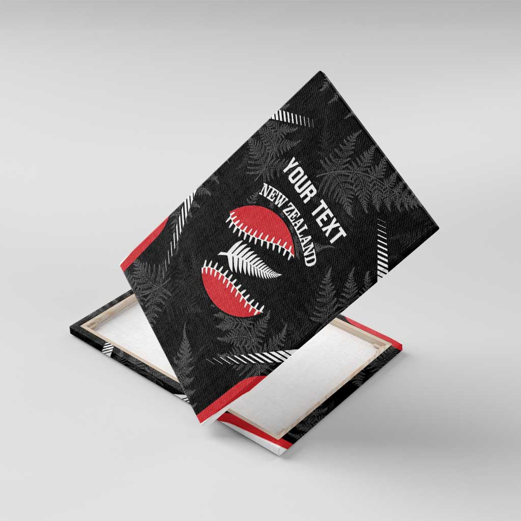 Custom New Zealand Silver Fern Softball Canvas Wall Art Go Aotearoa LT14 With Frame Black - Polynesian Pride