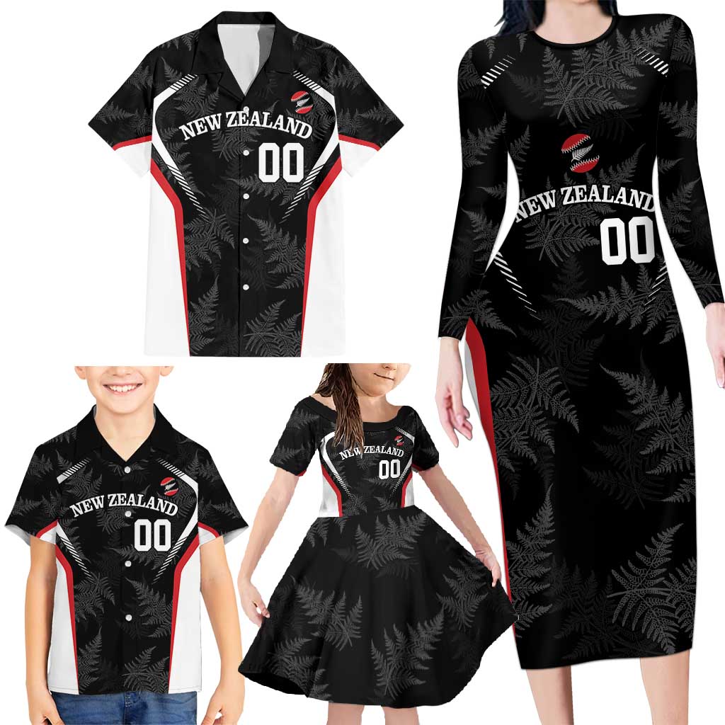 Custom New Zealand Silver Fern Softball Family Matching Long Sleeve Bodycon Dress and Hawaiian Shirt Go Aotearoa