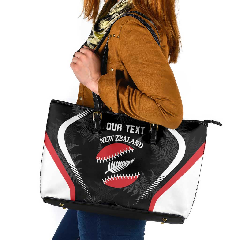 Custom New Zealand Silver Fern Softball Leather Tote Bag Go Aotearoa LT14 Black - Polynesian Pride