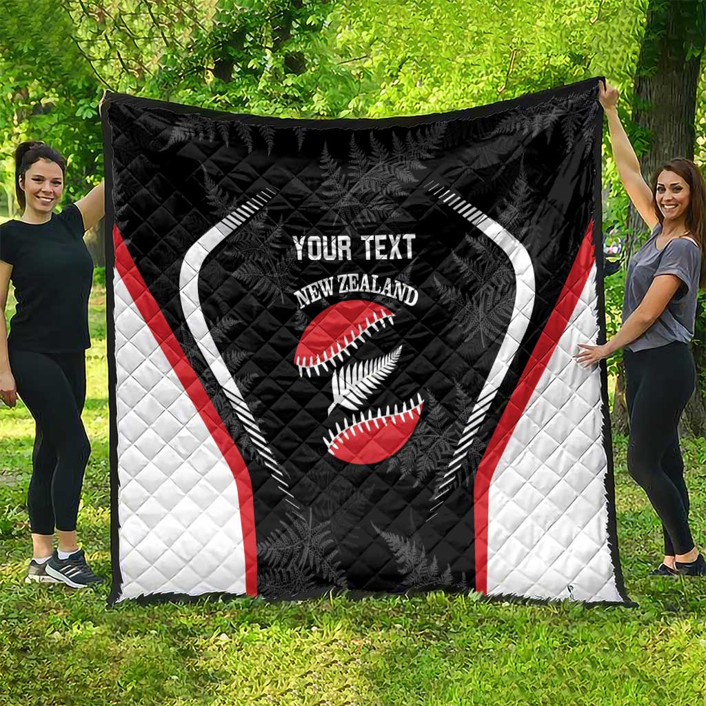 Custom New Zealand Silver Fern Softball Quilt Go Aotearoa
