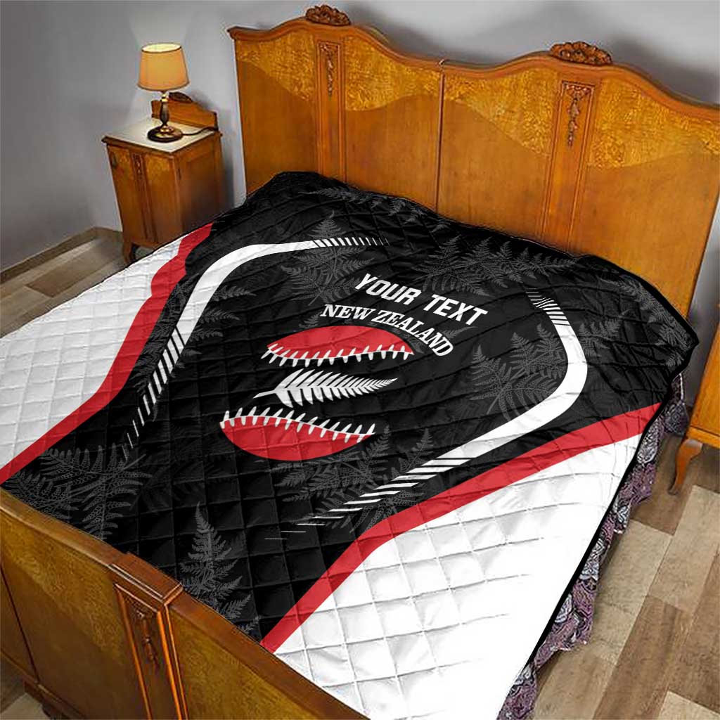 Custom New Zealand Silver Fern Softball Quilt Go Aotearoa